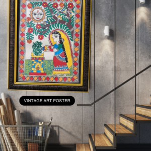 Discover the Beauty of women worshipping Tulsi Plant and Sun Madhubani Paintings