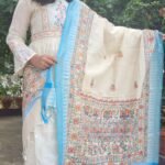 hand painted khadi cotton dupatta
