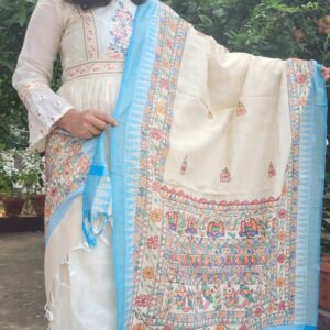 hand painted khadi cotton dupatta