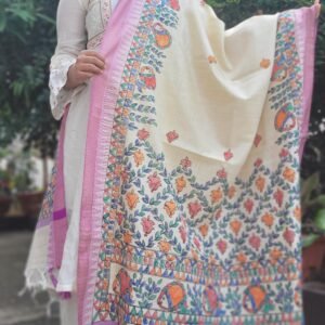 hand painted khadi cotton dupatta