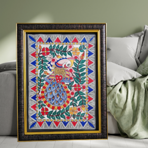 intricate peacock design madhubani painting