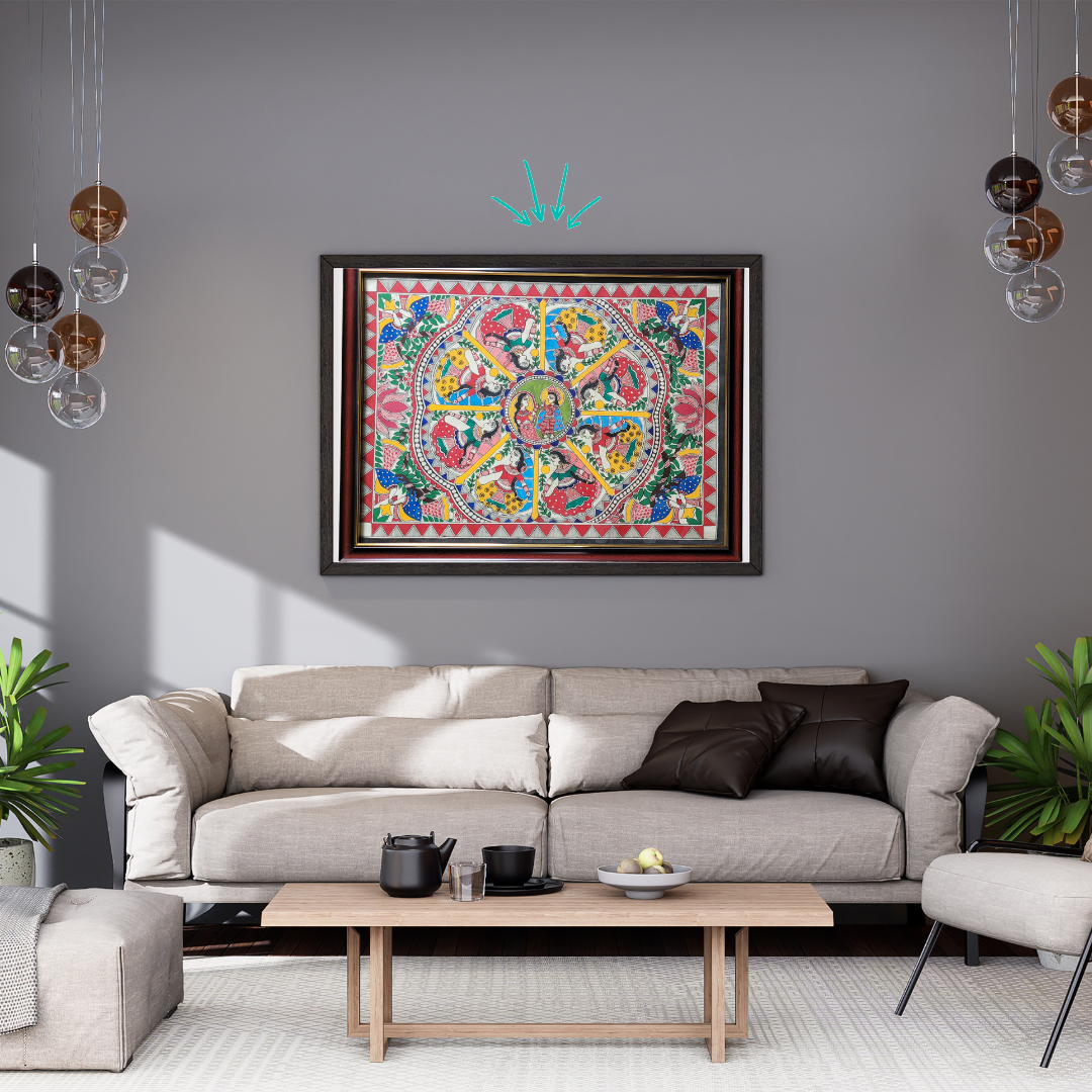 Discover the Beauty of Maha Rass of Radha Krishna Madhubani Painting Design
