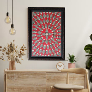 Explore the Beauty of symmetrical Fish Madhubani Painting