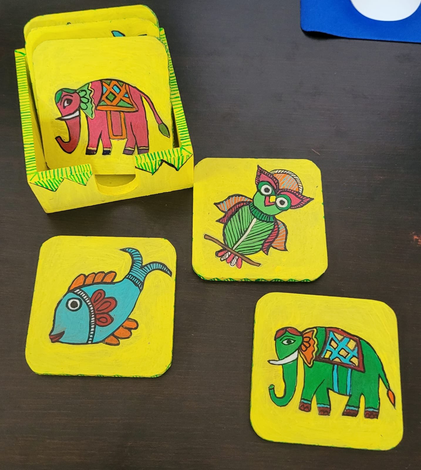 hand painted tea coaster with holder - Image 3