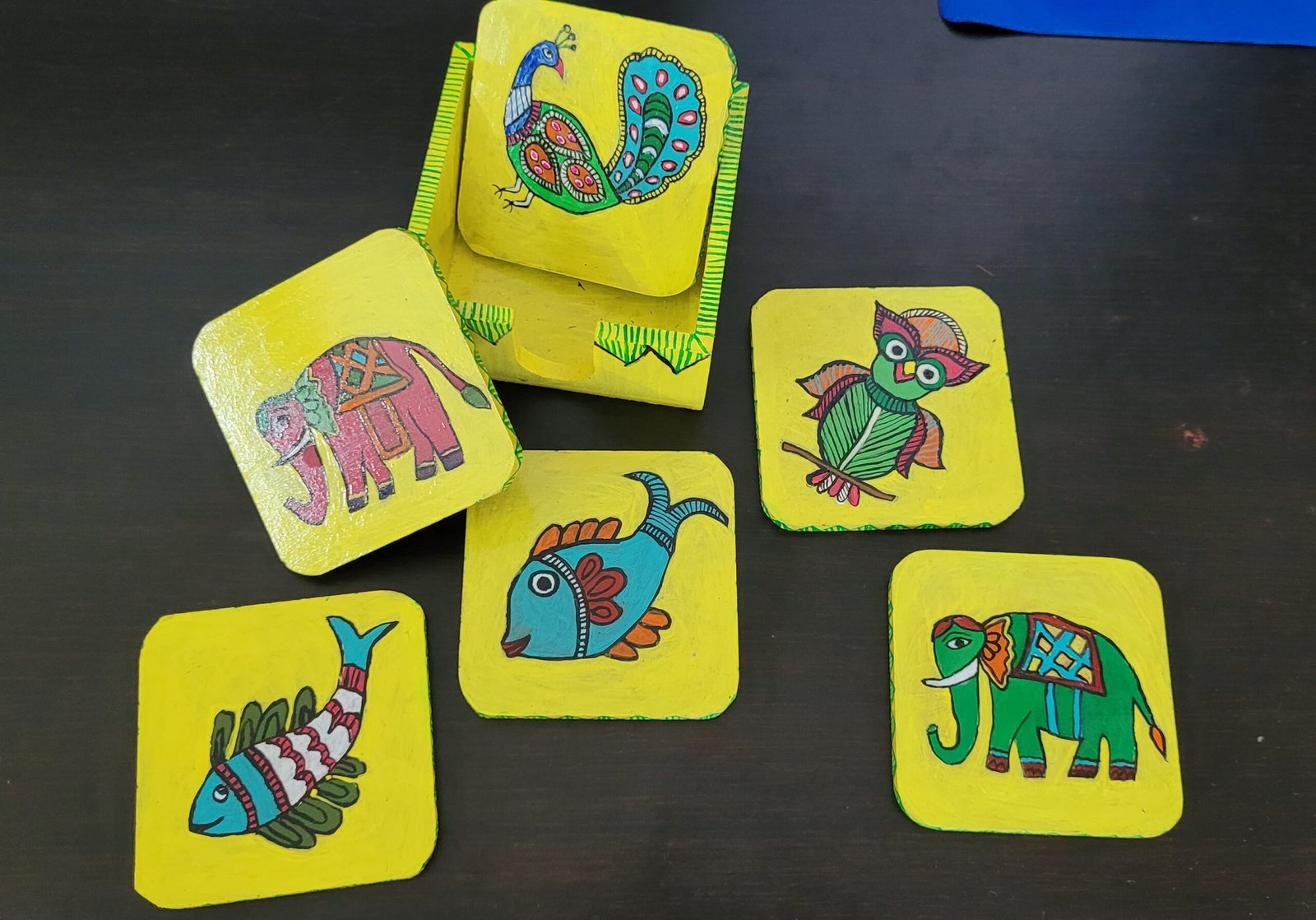 hand painted tea coaster with holder - Image 4