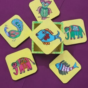 hand painted tea coaster with holder