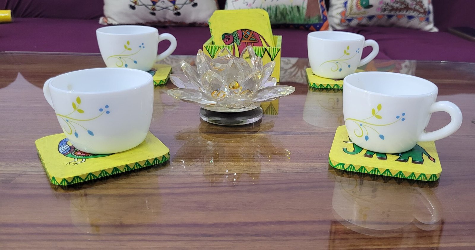 hand painted tea coaster with holder - Image 6