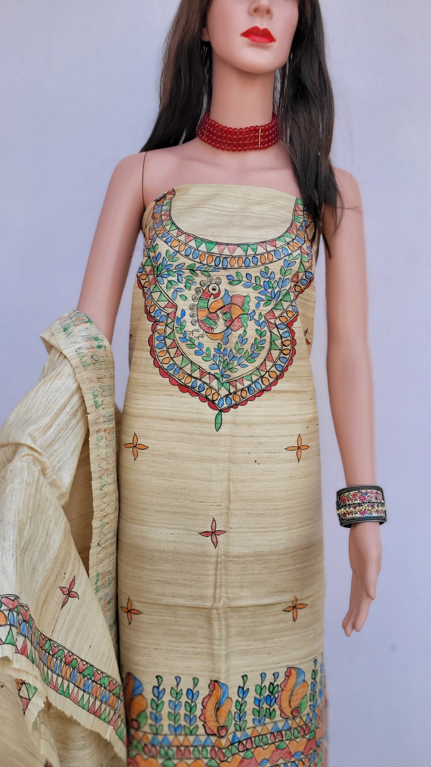 dancing fish gheecha silk kurta and dupatta set - Image 5
