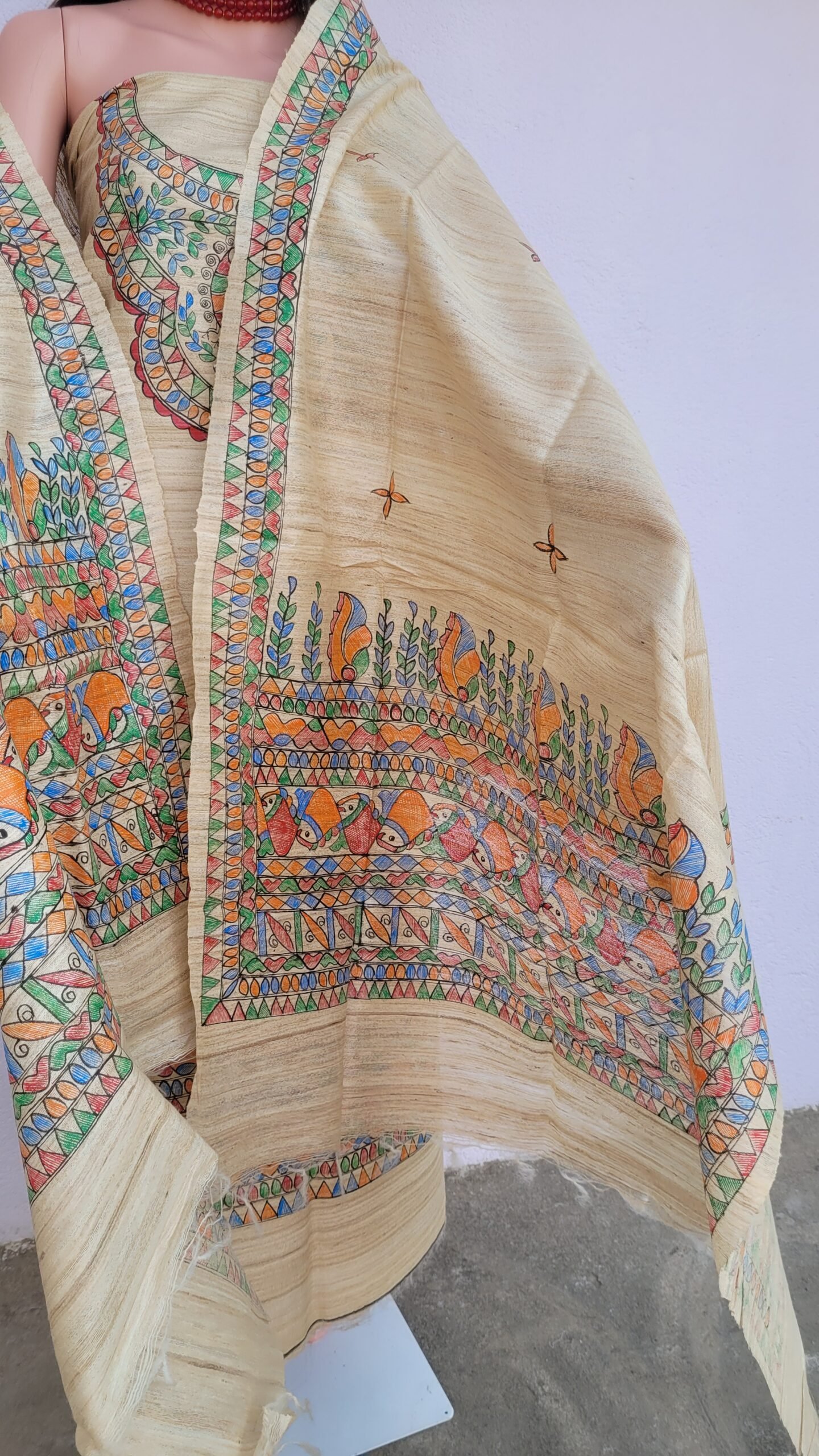 dancing fish gheecha silk kurta and dupatta set - Image 3