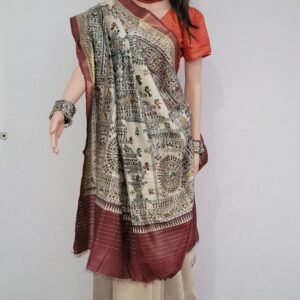 Munga tussar silk madhubani tribal digital printed saree