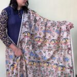 Natural beige Munga Tussar Hand painted dupatta