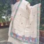 hand painted Gheecha silk dupatta