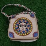 Hand painted jute cotton sling bag