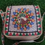 Hand painted Jute cotton sling bag