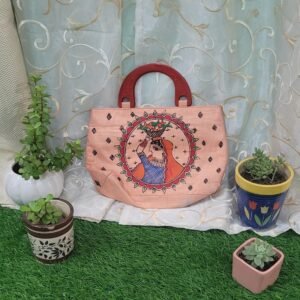 Hand Painted Cotton Clutch Bag with Madhubani Motifs