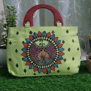 hand painted cotton clutch bag with madhubani motifs