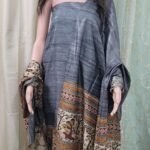 Madhubani digital printed tussar gheecha silk kurta and dupatta set