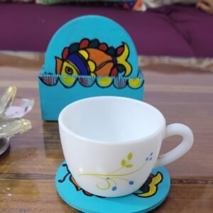 Hand painted tea coaster set with madhubani art