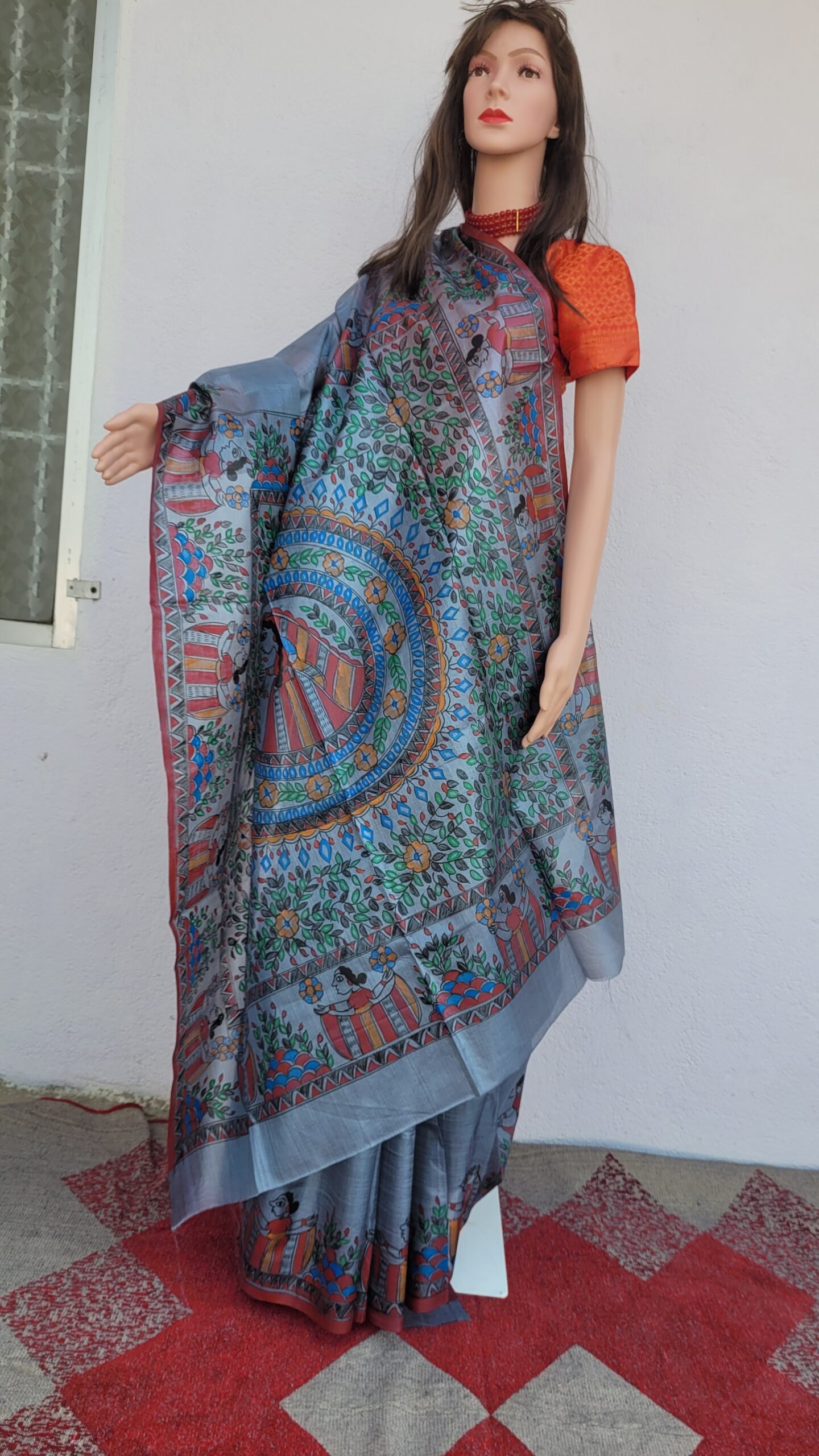 Hand painted bhagalpuri Tussar silk saree - Image 2