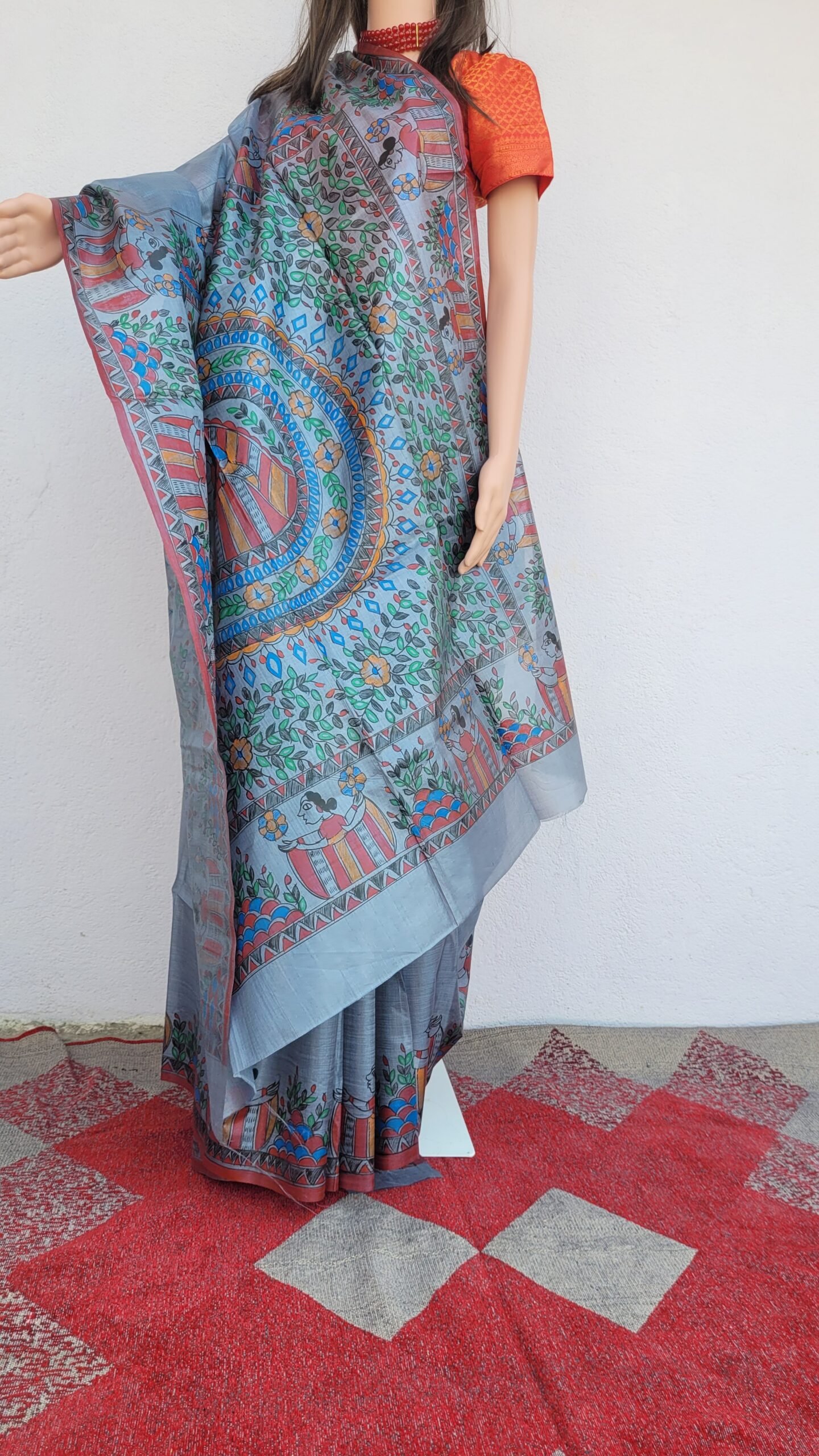 Hand painted bhagalpuri Tussar silk saree - Image 3