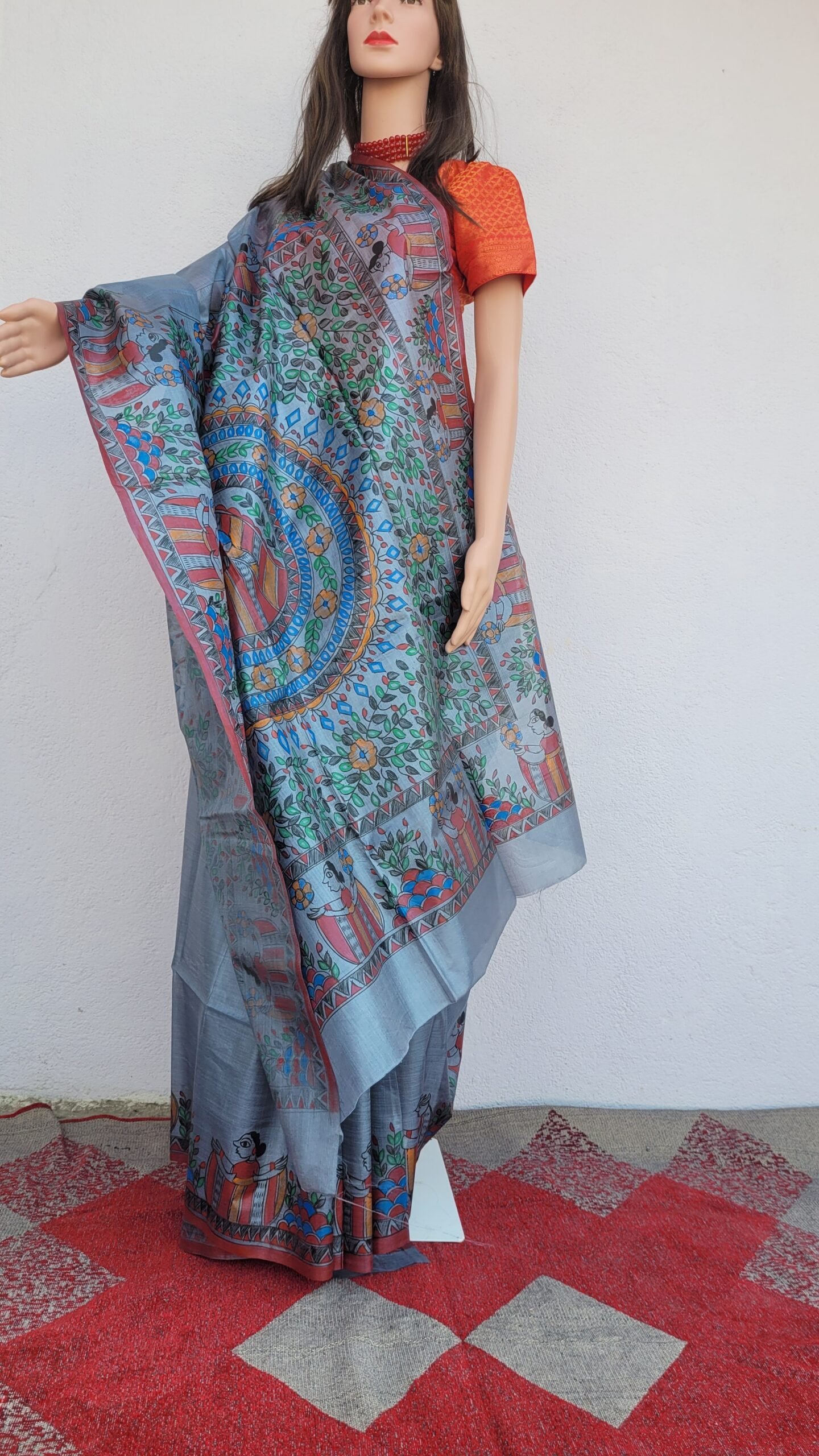 Hand painted bhagalpuri Tussar silk saree - Image 4