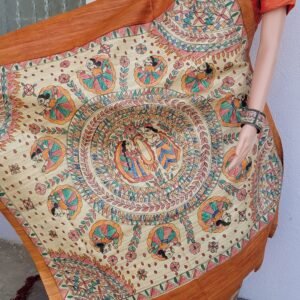 Madhubani motif tussar gheecha silk saree