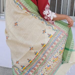 Hand painted khadi cotton dupatta