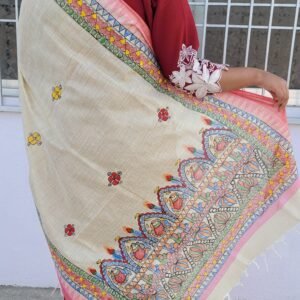 Hand painted khadi cotton dupatta
