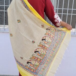 Hand painted khadi cotton dupatta