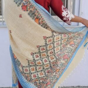 Hand painted khadi cotton dupatta