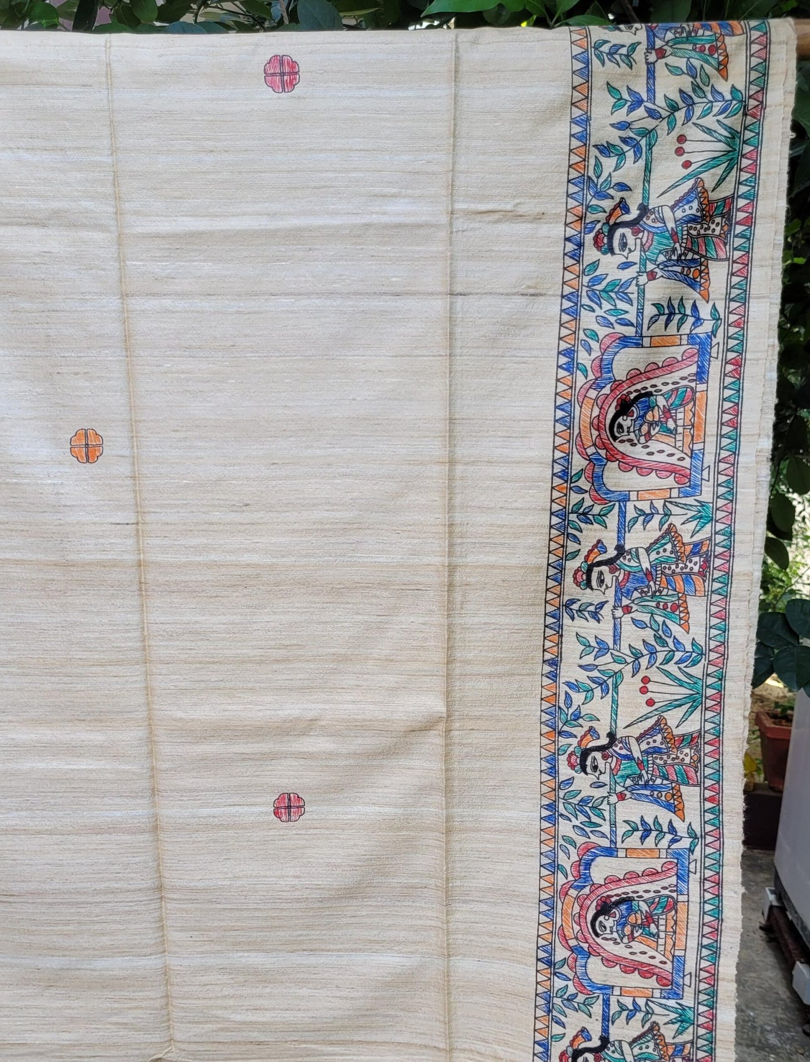 Doli Kahar- Hand painted tussar gheecha silk saree with doli motif - Image 4