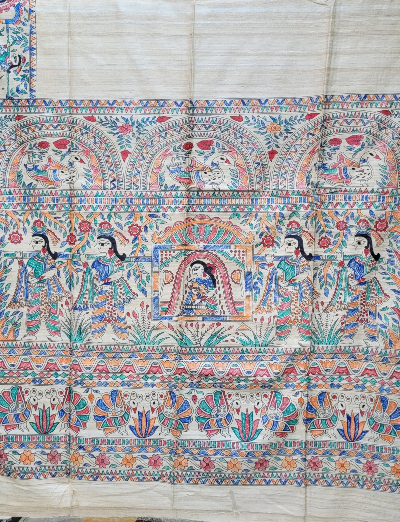 Doli Kahar- Hand painted tussar gheecha silk saree with doli motif - Image 5