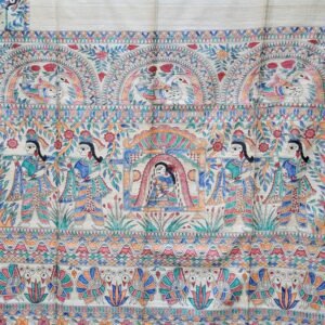 Doli Kahar- Hand painted tussar gheecha silk saree with doli motif