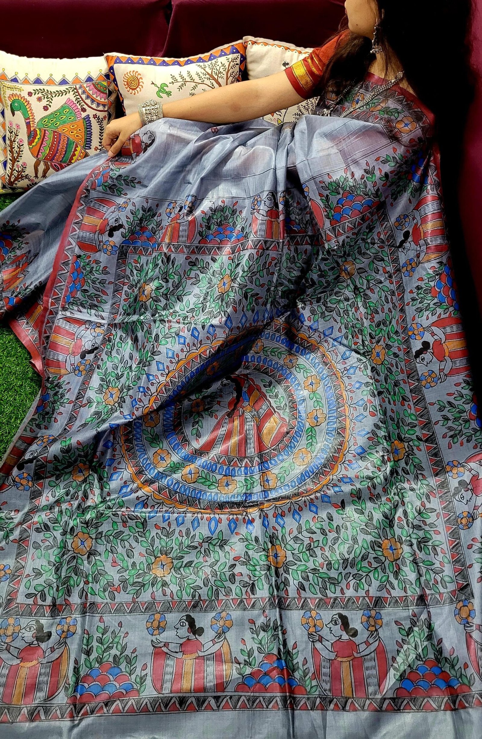 Hand painted bhagalpuri Tussar silk saree