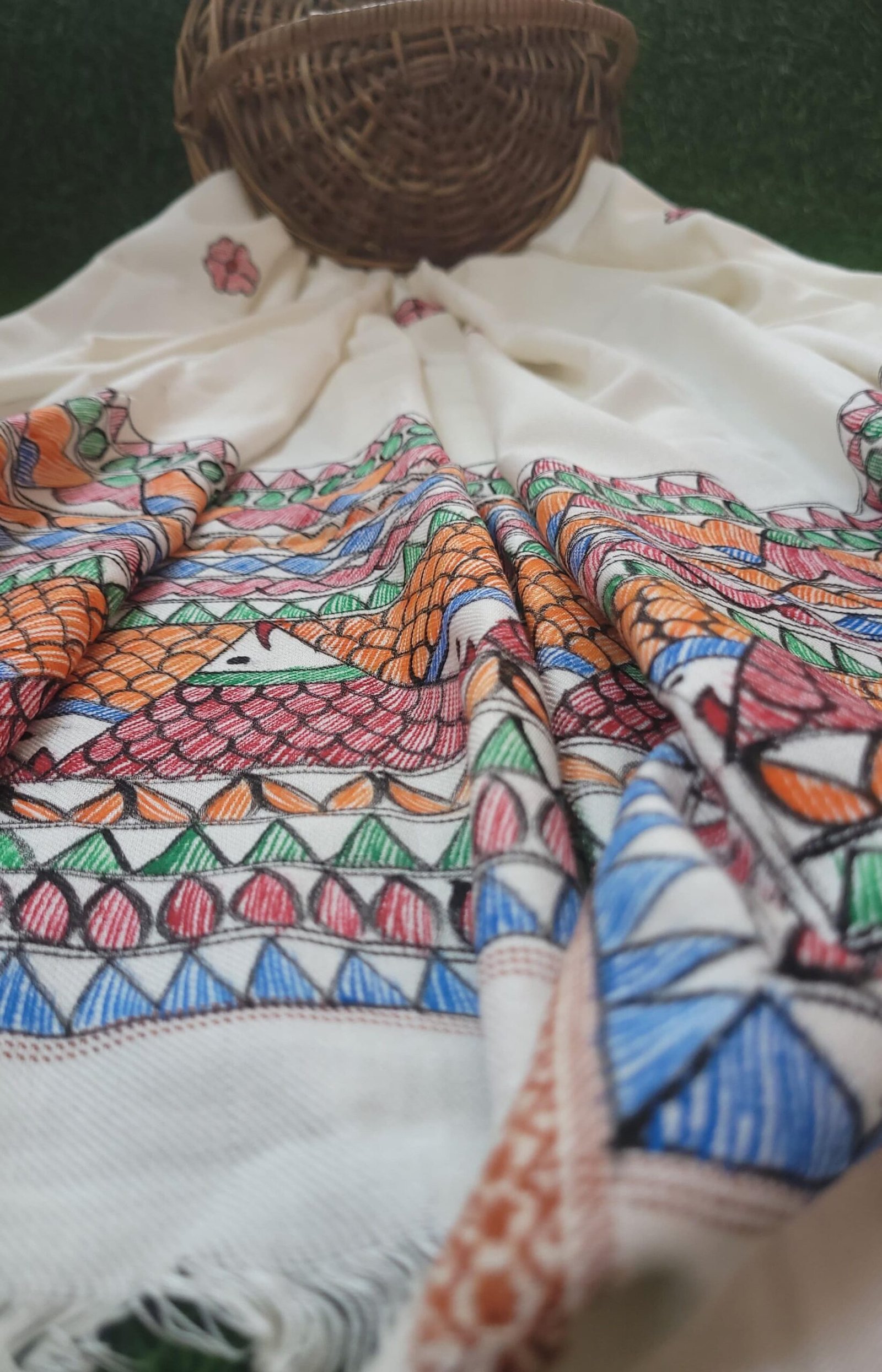 MADHUBANI SUTRA:- Hand Painted Madhubani Gents Dopta - Image 2