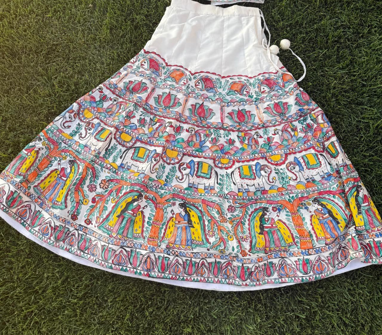 "Vaidehi" mulberry silk hand painted lahnga - Image 2