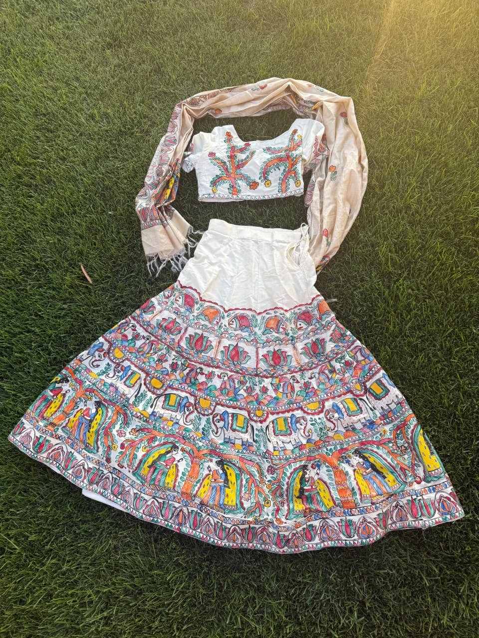 "Vaidehi" mulberry silk hand painted lahnga