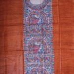 Rust Orange hand painted Gheecha silk suit set