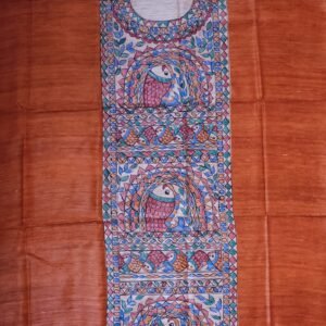 Rust Orange hand painted Gheecha silk suit set