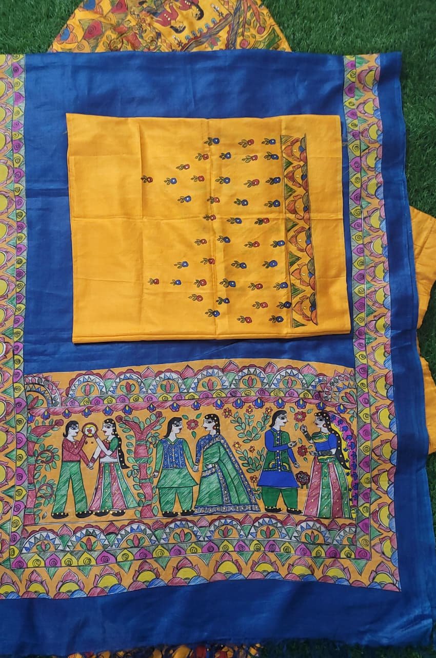 Bachapan Ka Pyar mulberry silk Hand painted lahnga - Image 4