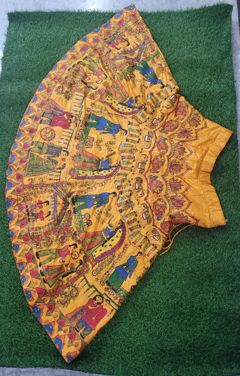 Bachapan Ka Pyar mulberry silk Hand painted lahnga - Image 3