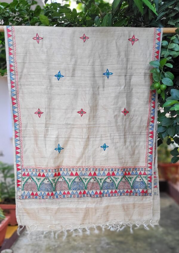 hand painted pure desi tussar silk dupatta