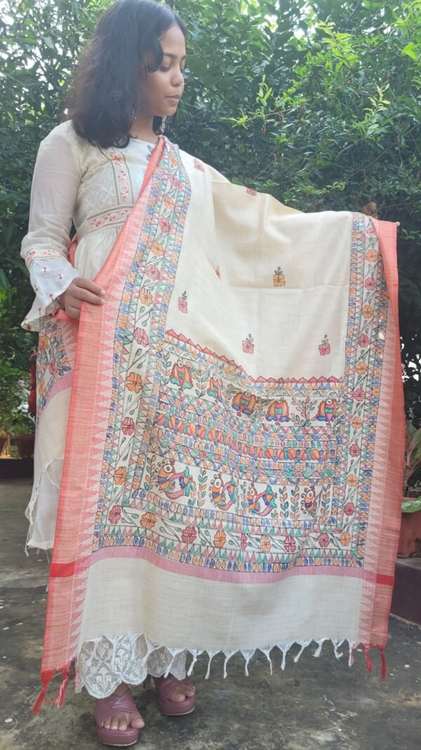 hand painted cotton dupatta