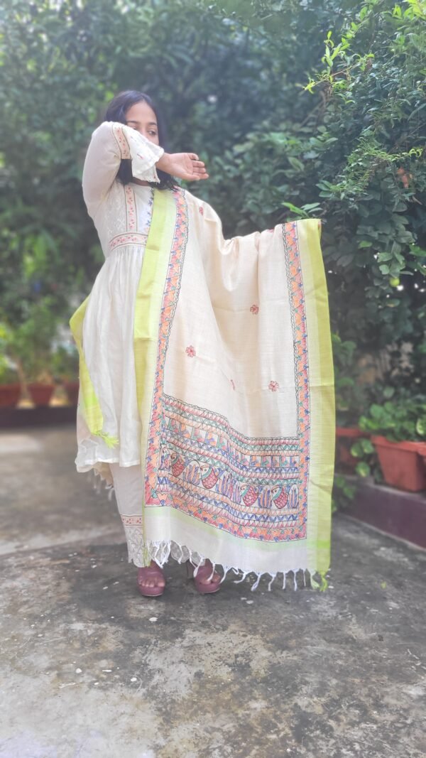 hand painted cotton dupatta