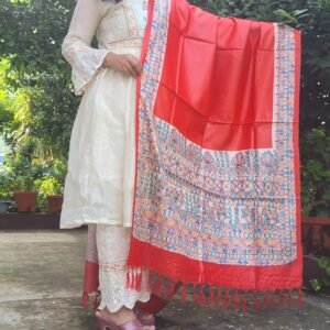 hand painted silk dupatta