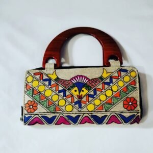 clutch bag hand painted jute