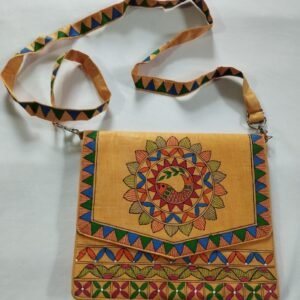 khadi cotton silk sling bag hand painted