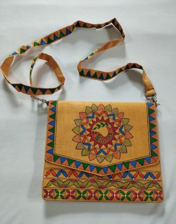 khadi cotton silk sling bag hand painted