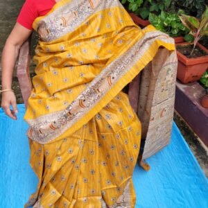 Gheecha silk madhubani printed saree