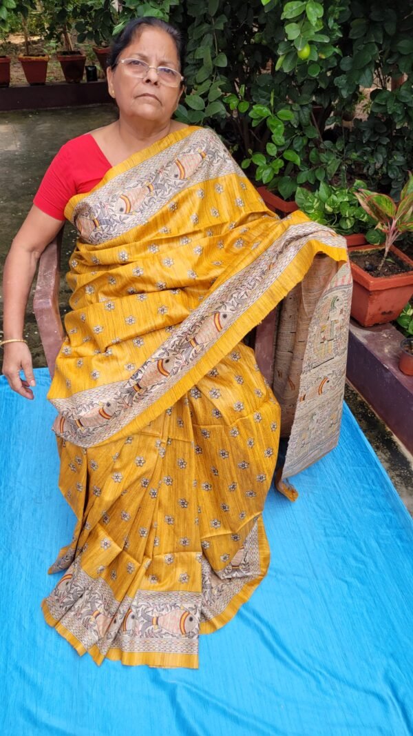 Gheecha silk madhubani printed saree